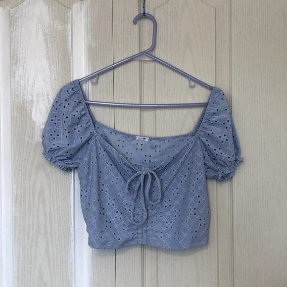 Garage Puff Sleeve Crop Blouse Size L - Picture 1 of 4